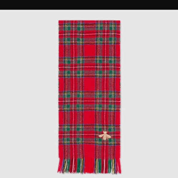 Gucci Bee Plaid Wool Scarf Unisex. Like New. - Picture 4 of 15
